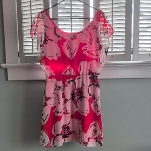 The Limited Pink & White Floral Short Sleeve Dress